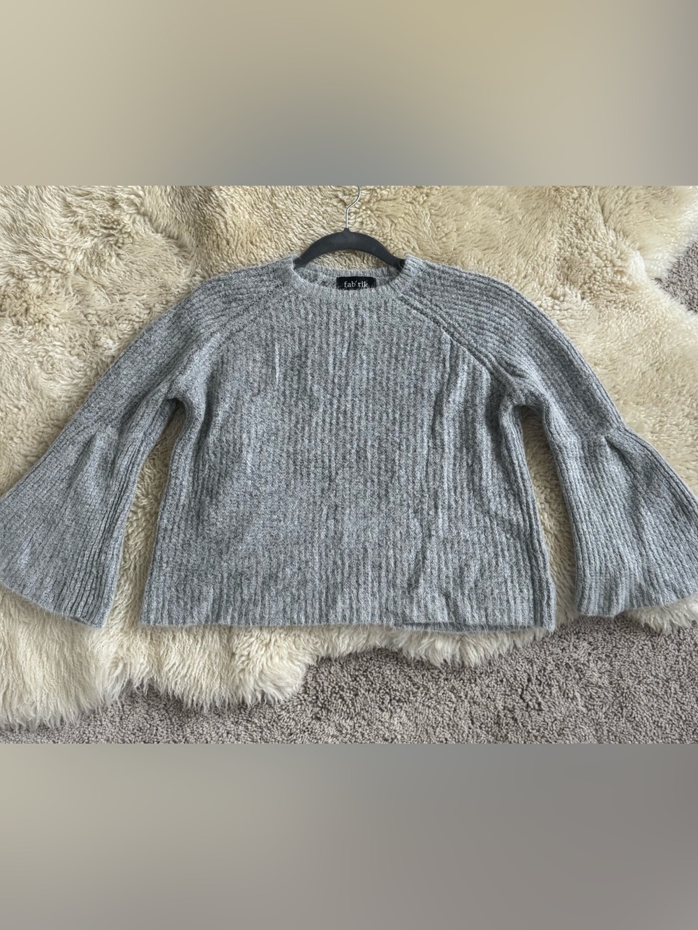 fab'rik Heather Gray Ribbed Crewneck Sweater